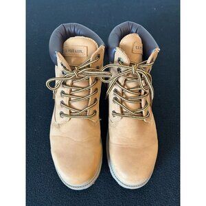 Men's US Polo Assn Faux Leather Hiking Biking Motorcycle High Top Owen Brown Boo